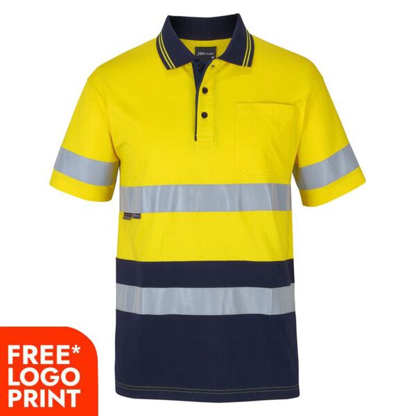 Mens Hi Vis (D+N) Short Sleeve Cotton Polo Thumbnail