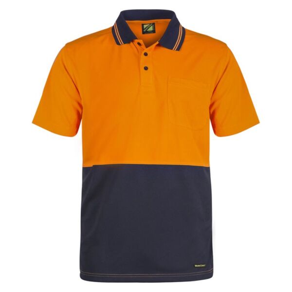 Mens Hi Vis Two Tone Short Sleeve Cotton Back Polo With Pocket Thumbnail